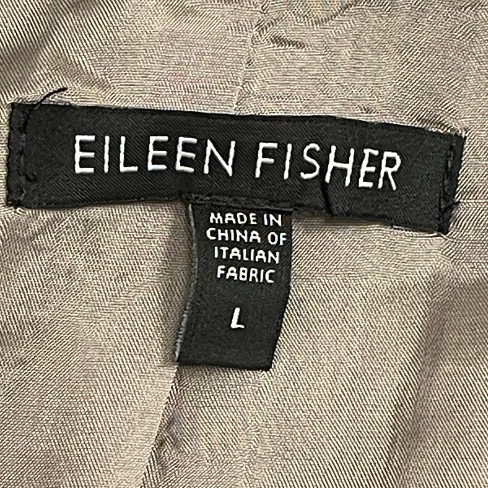 Eileen Fisher Satin Metallic Crinkle Blazer Notch 1 Button Champagne Jacket Sz L - Picture 8 of 11